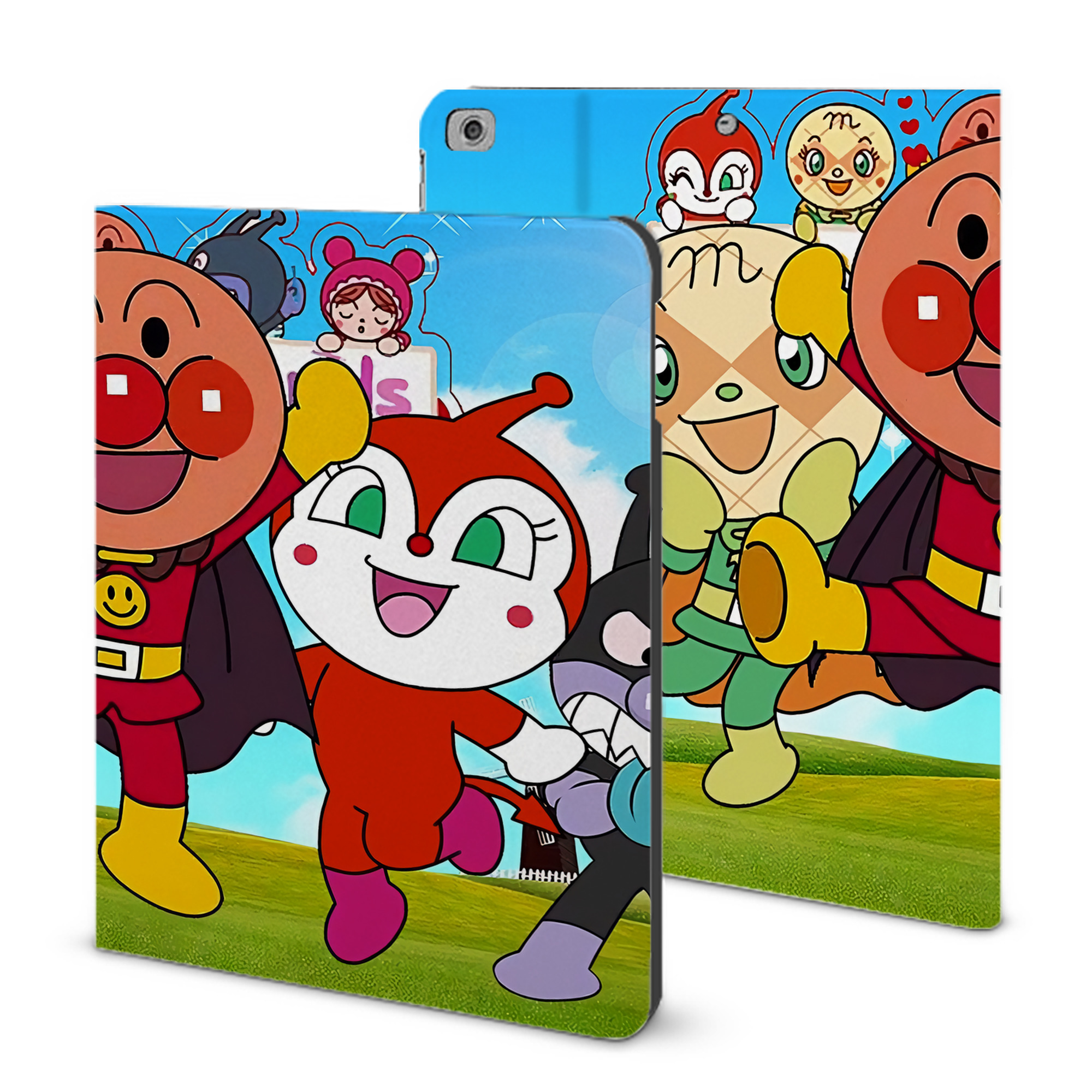 （画像用） アンパンマン Anpanman IPad ケース ブック型 PUレザー TPU 耐衝撃 軽量 薄型 ペン収納なし 全面保護 IPad 各モデル対応